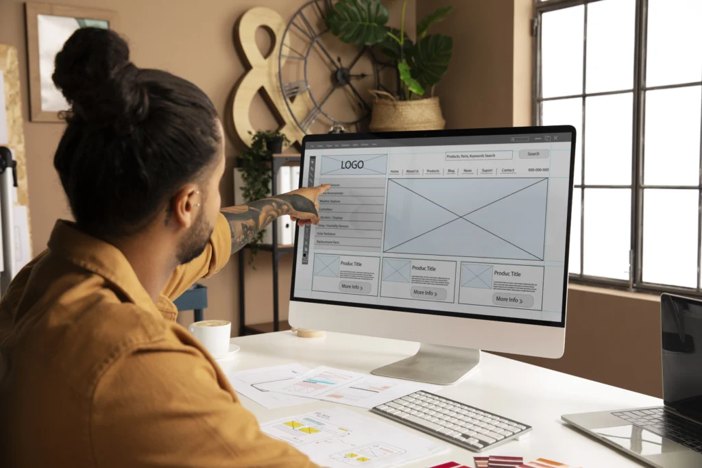 man working for website