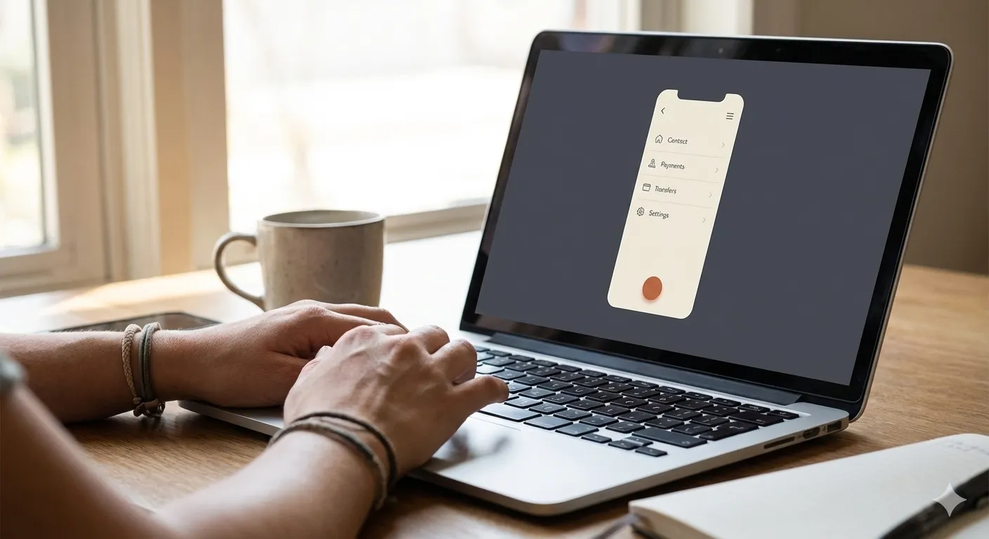 mobile menu mockup laptop screen