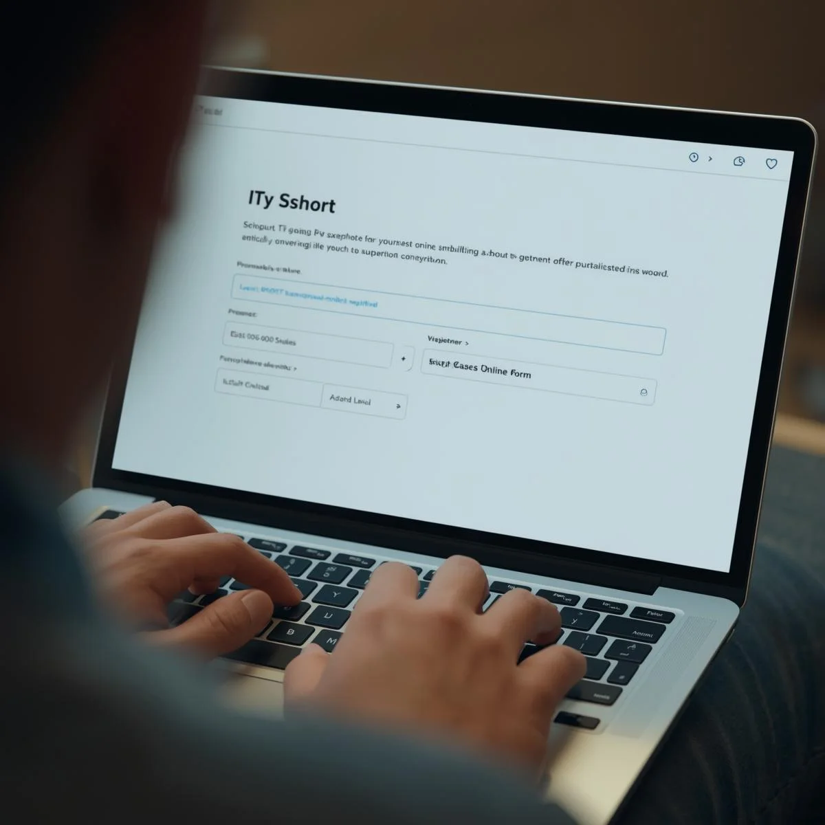 online form laptop user typing