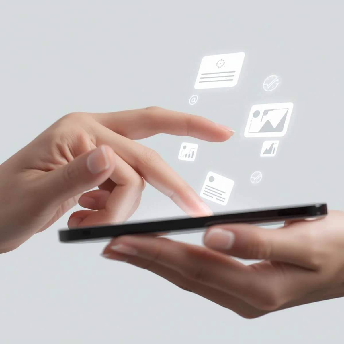 smartphone content sharing icons concept