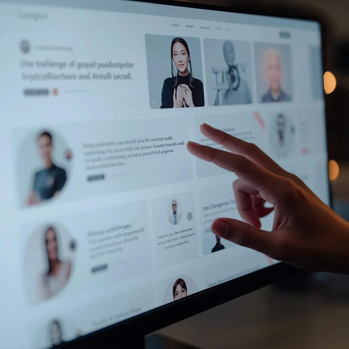 team members website touchscreen interaction
