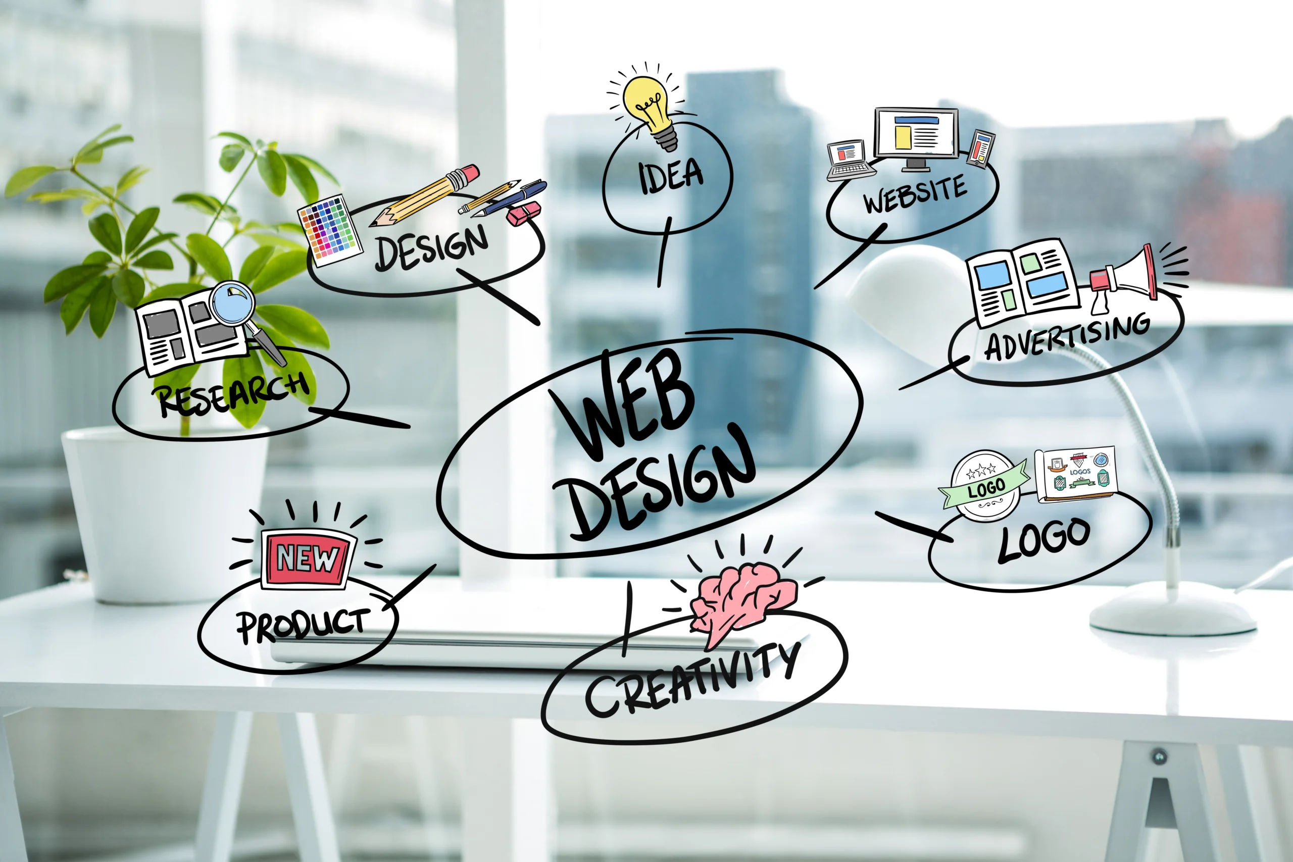 web design process mind map concept
