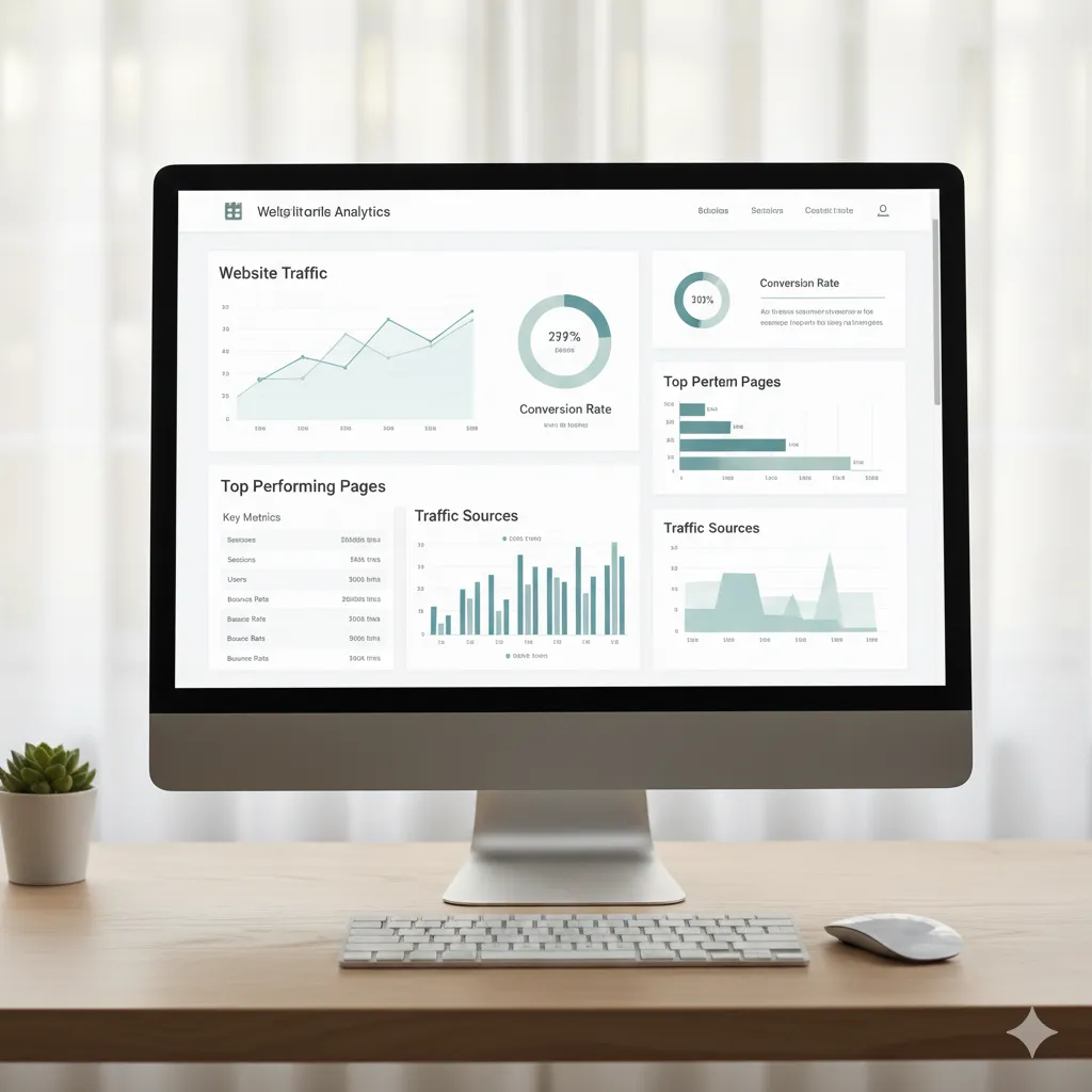website analytics dashboard traffic conversion rate metrics