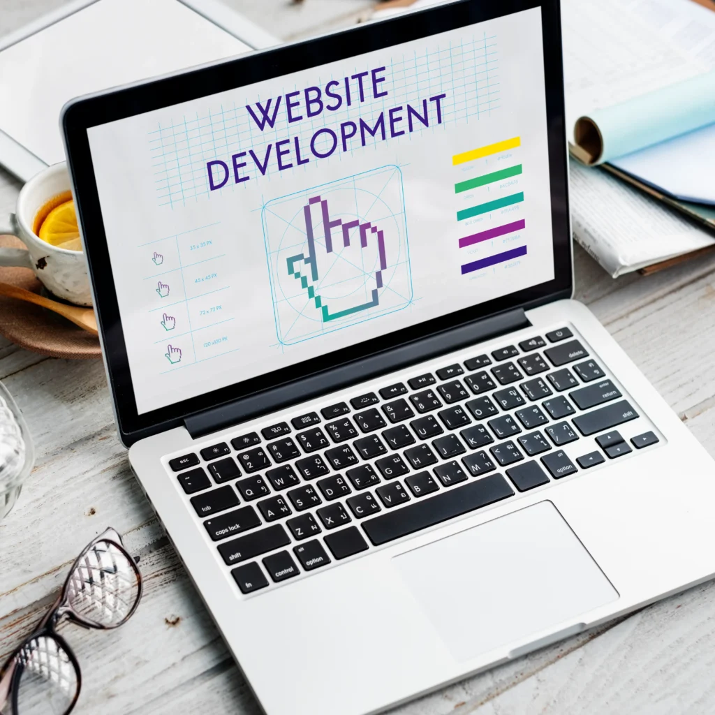 website development laptop cursor interface
