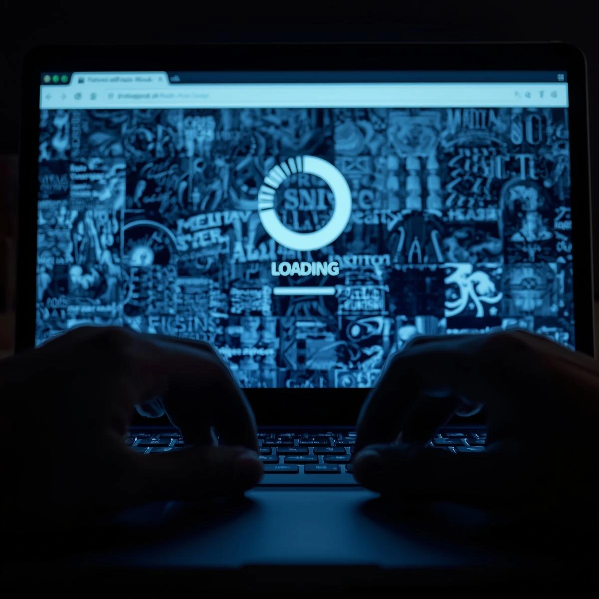 website loading screen laptop display