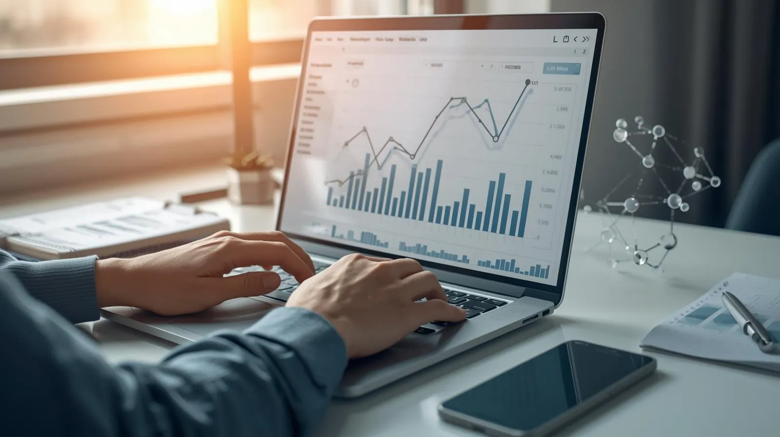 business analytics dashboard laptop data visualization charts